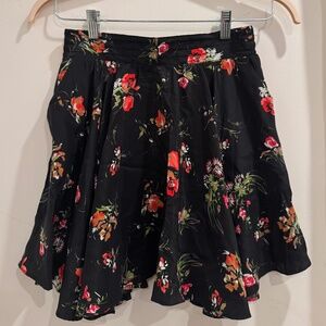 Raquelle Women’s Black Floral Silk Skirt (Size S)